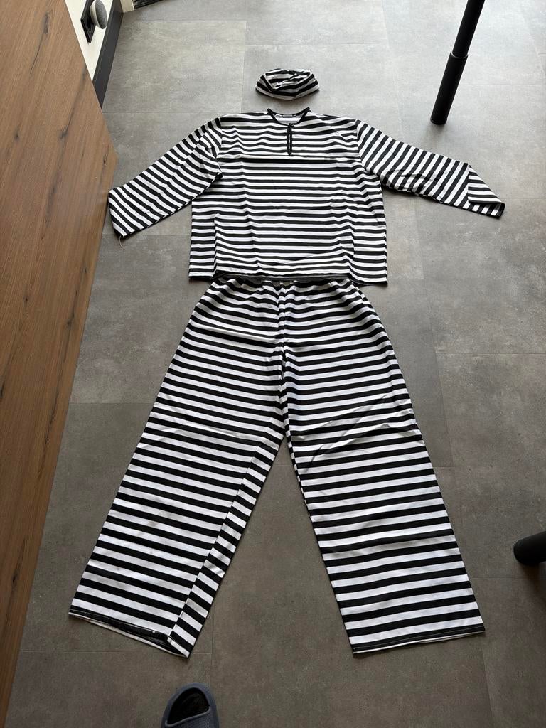 Carnavalskleding Boevenpak Maat 52 - Zwart/Wit Gestreept, Ophalen, Carnaval, Maat 46/48 (XL) of groter, Kleding