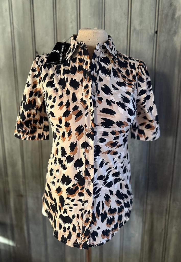 Mi Piace travelstof blouse XS Kleur: Leopard, Mi Piace, Bruin, Nieuw, Ophalen of Verzenden