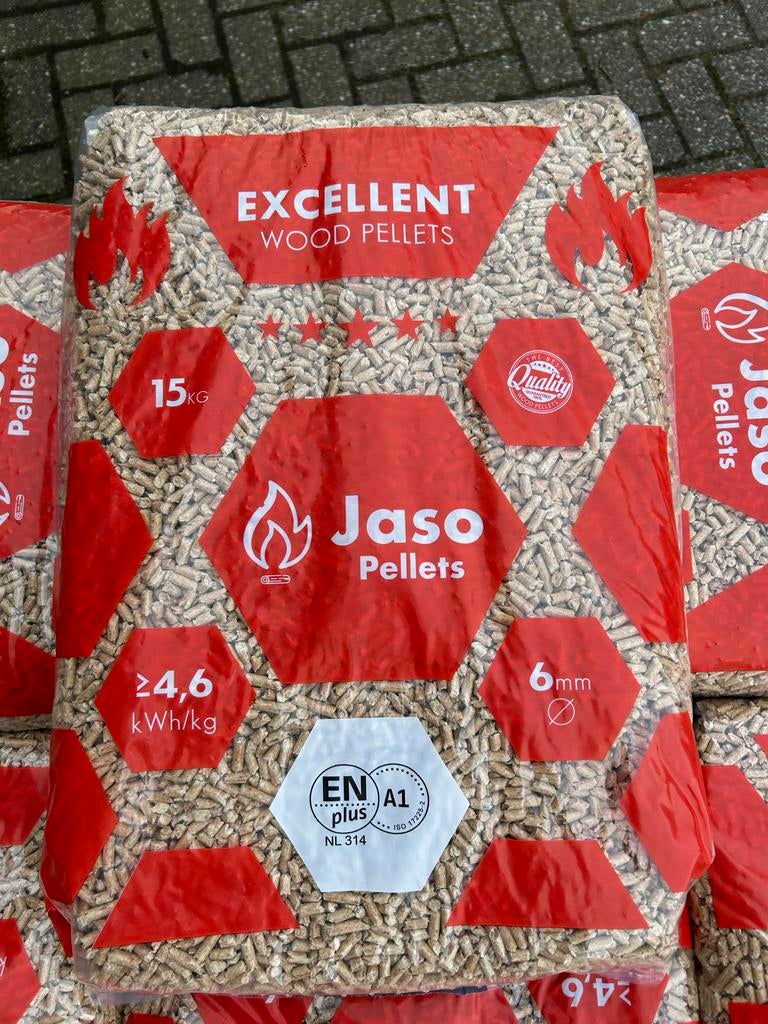 Jaso houtpellets 65 x 15kg, Minder dan 3 m³, Ophalen