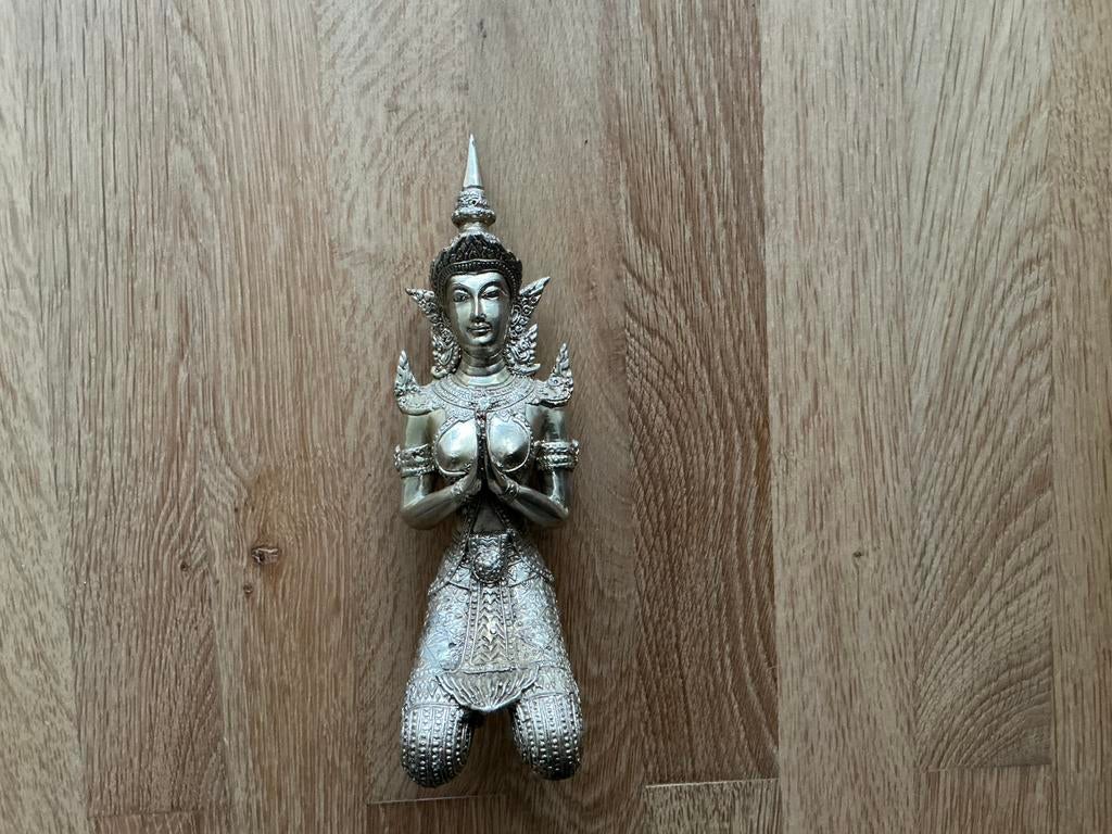 Poortwachter, verzilverd vrouw. Hoog 21 cm., Ophalen of Verzenden, Zo goed als nieuw