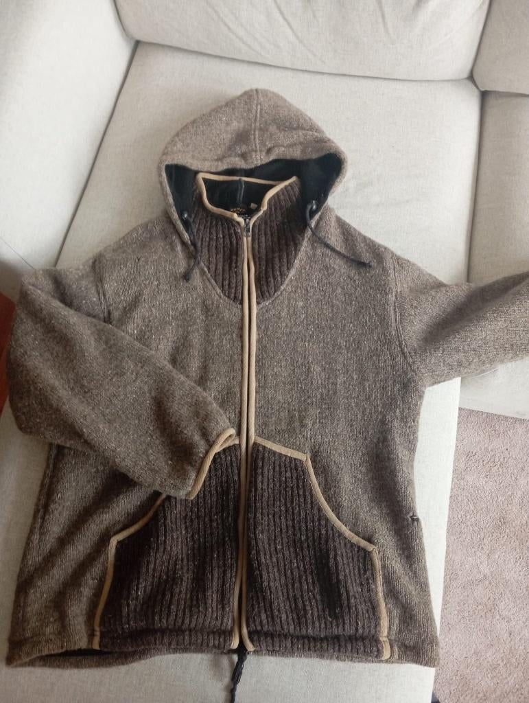 Wollen jas – oversized  – Hippie Goa stijl, Ophalen, Gedragen, Maat 52/54 (L), Beige