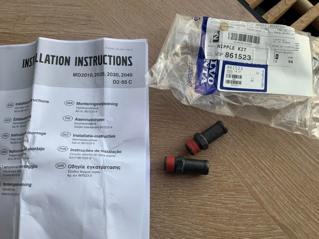 Volvo Penta Boiler Plug Nipple Kit 861523 MD2010 md 2020 d2, Ophalen of Verzenden, Nieuw, Motor en Techniek, Zeilboot of Motorboot