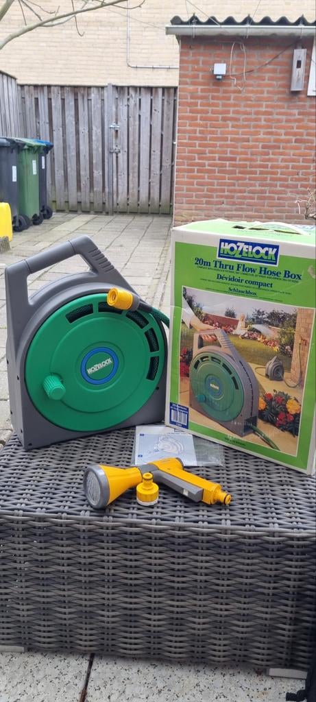 Hozelock Tuinhaspel met slang en spuitstuk, Tuin en Terras, Tuinslangen, Ophalen of Verzenden, Gebruikt