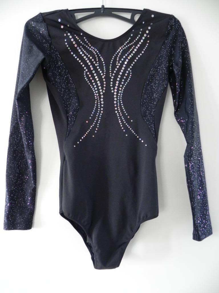 TE KOOP; TURNPAKJE  8/9 JAAR IN ZWART MET GLITTERS, Ophalen, Zwart, Kindermaat 122 t/m 140, Zo goed als nieuw