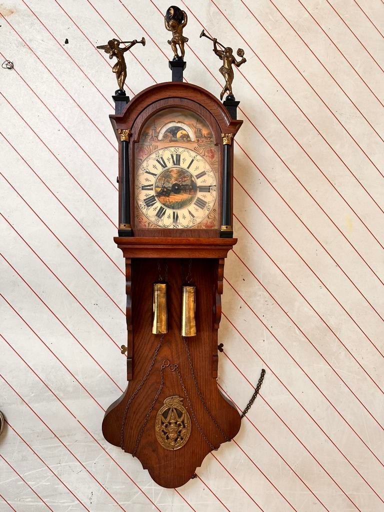 Friese stoelklok met ruiters – compleet– Warmink/Wuba stijl, Ophalen, Zo goed als nieuw, Analoog, Wandklok