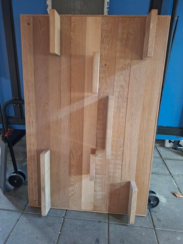 Houten wandbord met haken - Eikenhout, Huis en Inrichting, Woonaccessoires | Wanddecoraties, Ophalen