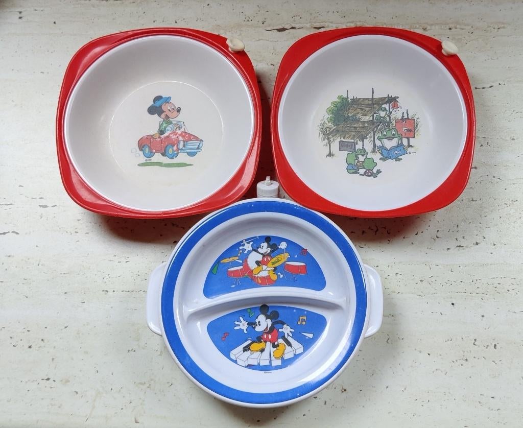 3 warmhoud borden Disney Mickey Mouse  vintage, Ophalen of Verzenden, Zo goed als nieuw, Overige typen