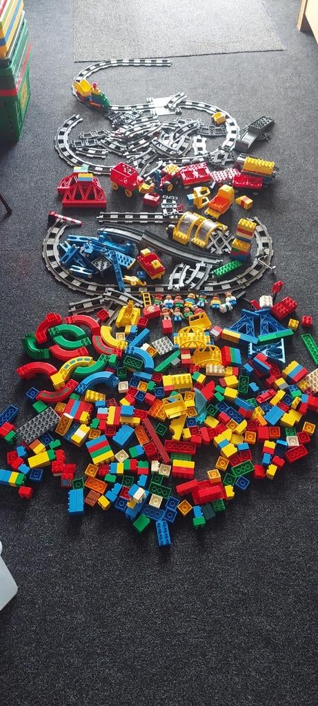 Grote partij LEGO Duplo met treinen en veel blokken, Ophalen, Gebruikt, Losse stenen, Duplo