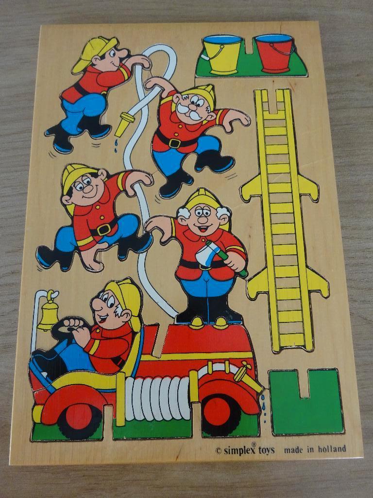 ( nr. 303 )  houten puzzel / brandweer, Ophalen of Verzenden, 10 tot 50 stukjes, Gebruikt