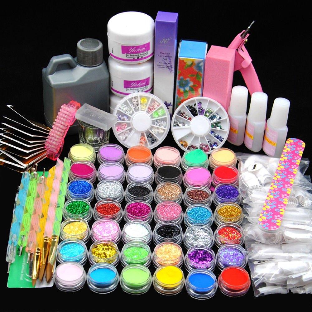 Nail Art Set / Nagel Coating Liquid Acryl Poeder Tips Lak, Overige kleuren, Verzenden, Nieuw, Handen en Nagels