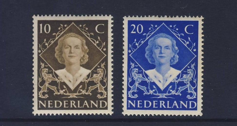 Postfris, Inhuldigingszegels Kon. Juliana 1948 NVPH 506/507, Postzegels en Munten, Postzegels | Nederland, Verzenden, Na 1940