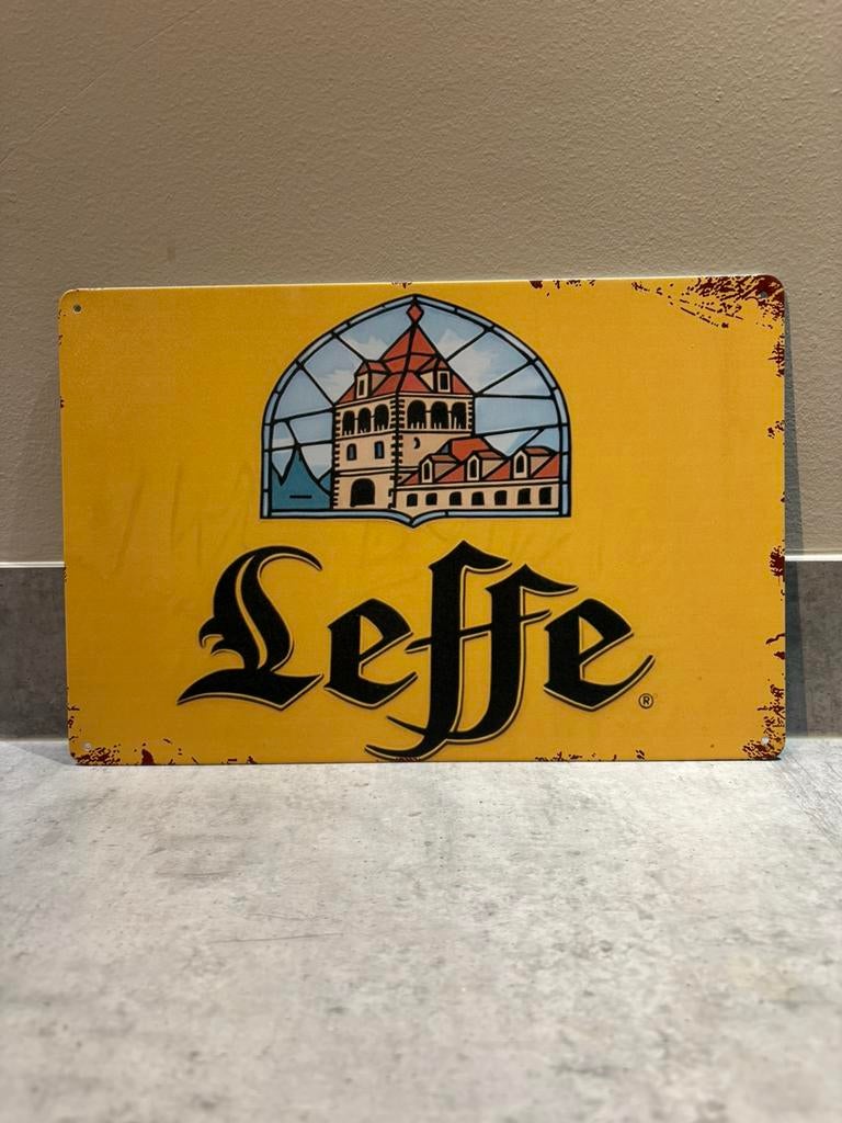Mancave Bar Café Wanddecoratie metalen bordje Leffe bier, Ophalen of Verzenden, Zo goed als nieuw, Reclamebord, Plaat of Schild