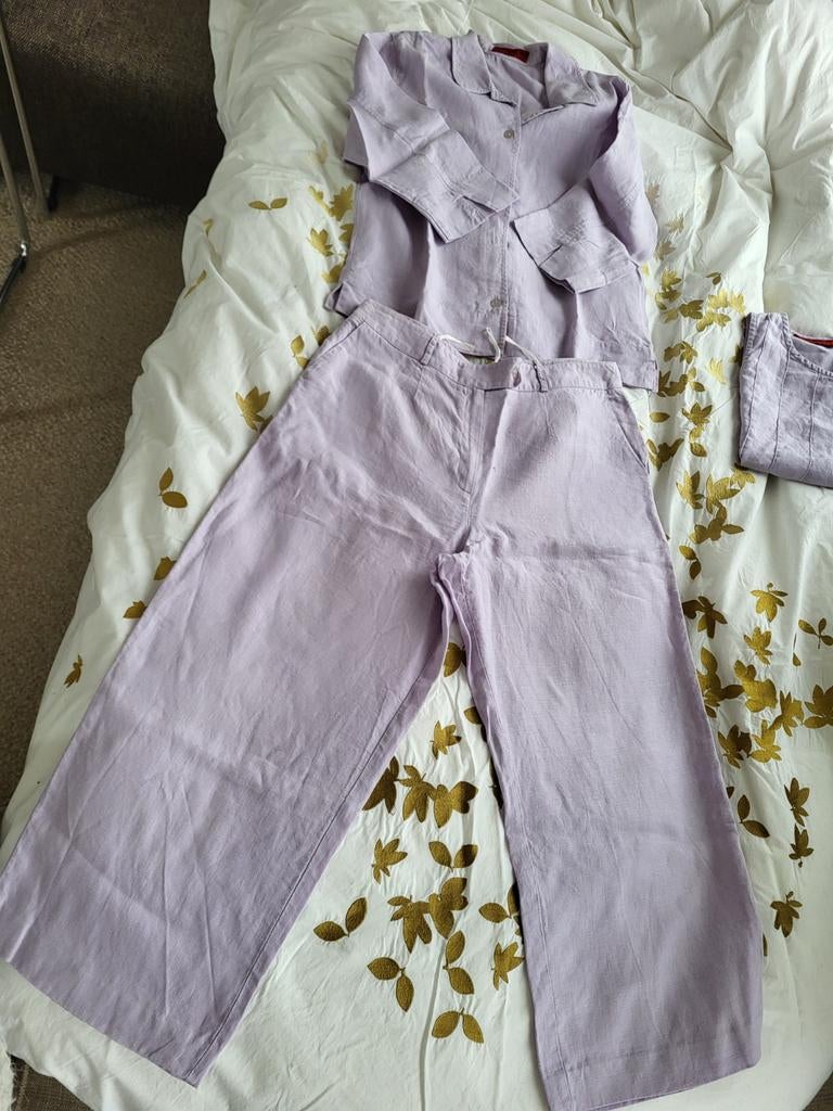 Lila linnen set (top en broek) - Nadine H. Maat 36, Kleding | Dames, Verzenden, Paars, Nadine H., Maat 36 (S)