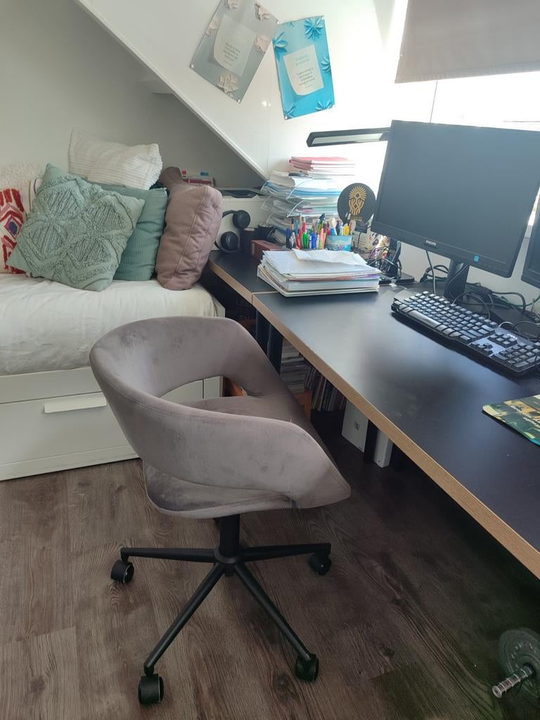 Velvet bureaustoel met wielen, Huis en Inrichting, Bureaustoelen, Ophalen