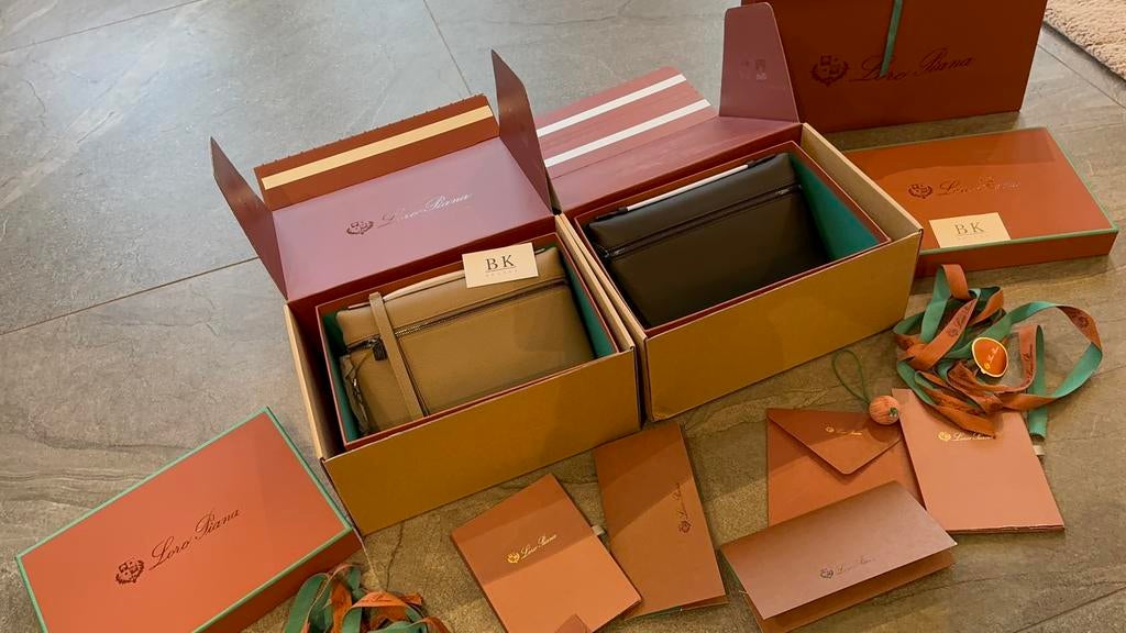 LP Loro piana Pouche men zwart/beige, Ophalen of Verzenden, Zo goed als nieuw, Beige, Leer