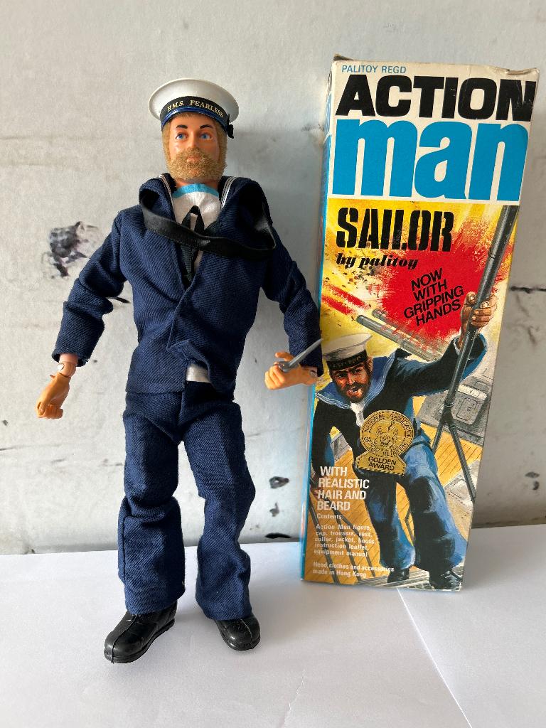 Vintage Action Man Sailor Palitoy jaren 70 doos HMS Fearless, Verzenden, Zo goed als nieuw