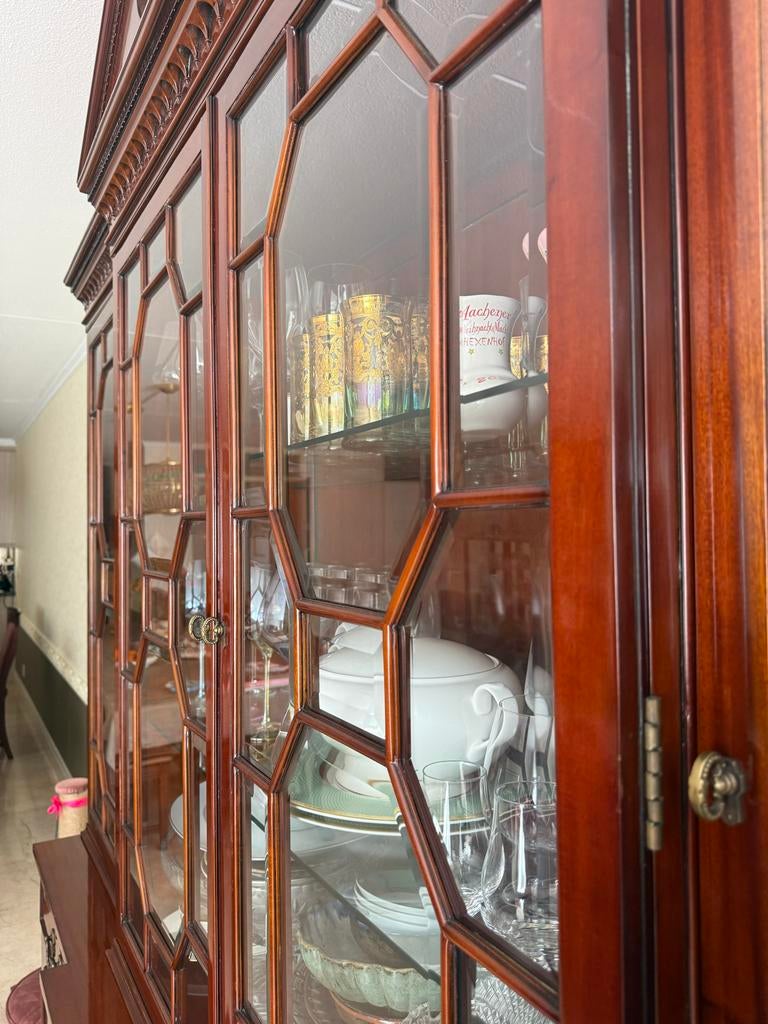 Kast, Prachtige Mahonie Vitrinekast / Boekenkast, Antiek en Kunst, Antiek | Meubels | Kasten, Ophalen of Verzenden