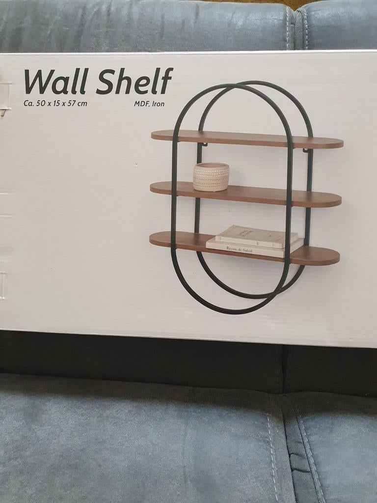 Wandrek met 3 Planken - Hout & Metaal, Huis en Inrichting, Ophalen of Verzenden, Nieuw