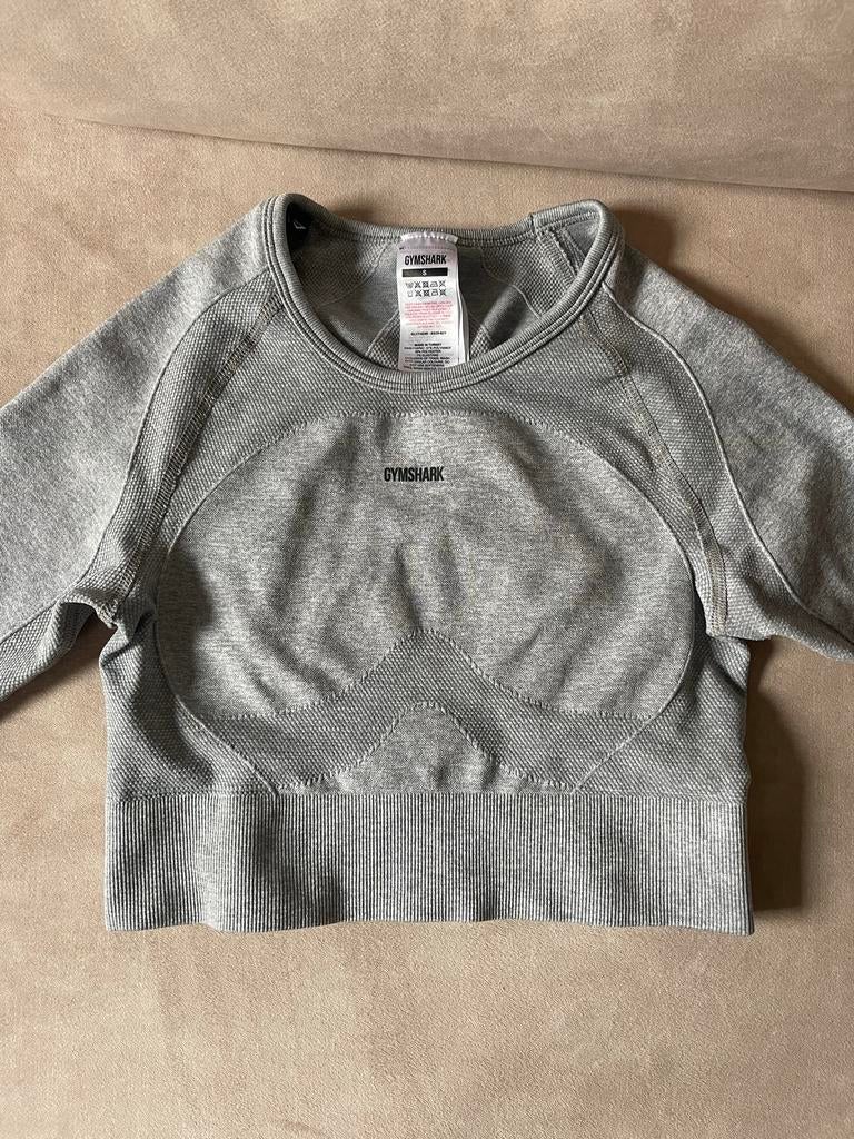 Gymshark Adapt Ombre Seamless Crop Top Grijs Maat S, Kleding | Dames, Sportkleding, Zo goed als nieuw, Fitness of Aerobics, Maat 36 (S)