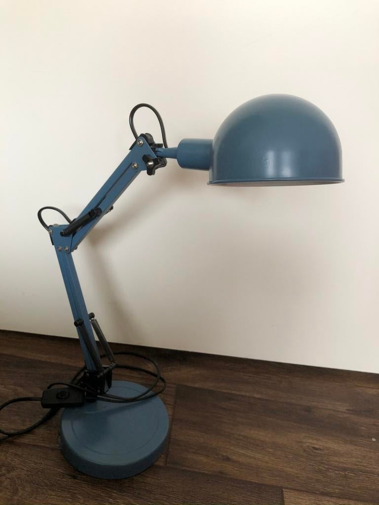 Bureaulamp blauw, Huis en Inrichting, Lampen | Tafellampen, Ophalen, Gebruikt, Metaal, Minder dan 50 cm