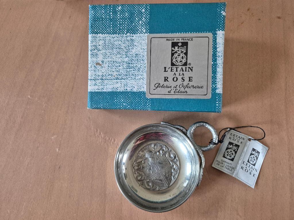 Vintage Tastevin of wijnproefschaaltje, Antiek en Kunst, Antiek | Tin, Ophalen of Verzenden