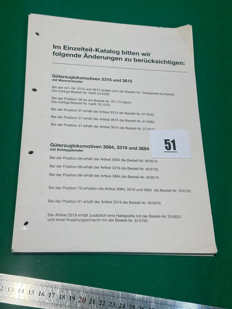 51-  Märklin onderdelenlijsten en technische beschrijvingen, Hobby en Vrije tijd, Modeltreinen | H0, Wisselstroom, Gebruikt, Märklin