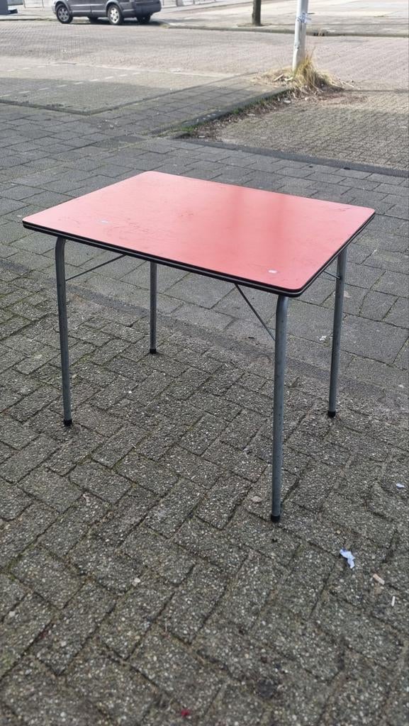 Vintage tafel oranje formica inklapbaar, Ophalen, Campingtafel, ,, ,