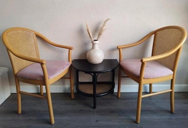 Set 2 stoelen webbing & webbing Rotan tafeltje Japandi, Ophalen, Japandi, Twee, Overige kleuren