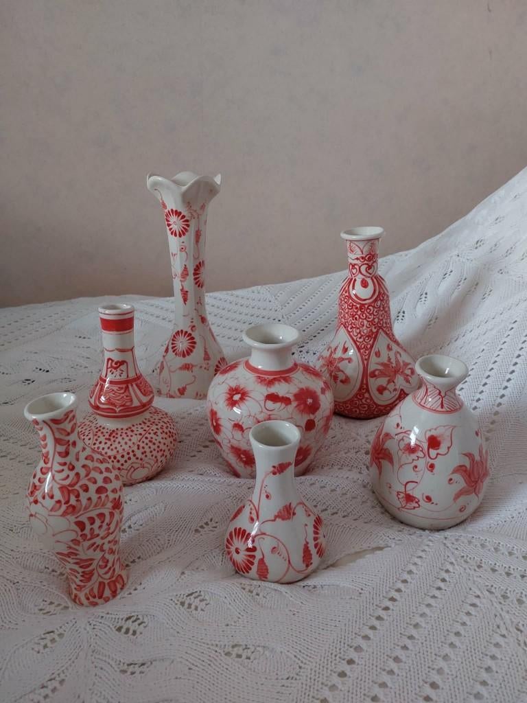 Set van 7 aardenwerken vaasjes, Ophalen, Zo goed als nieuw, Steen/keramiek