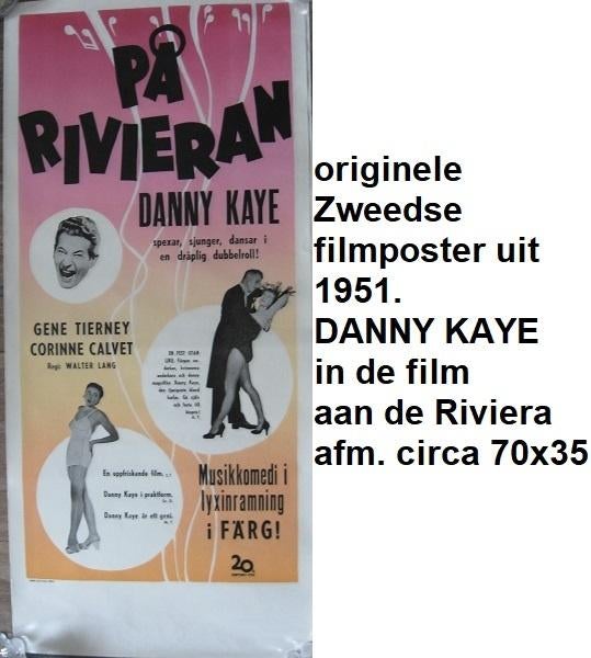 nw. staat, Zweedse filmposter 1951, DANNY KAYE, Rechthoekig Staand, Ophalen of Verzenden, Zo goed als nieuw, A1 t/m A3