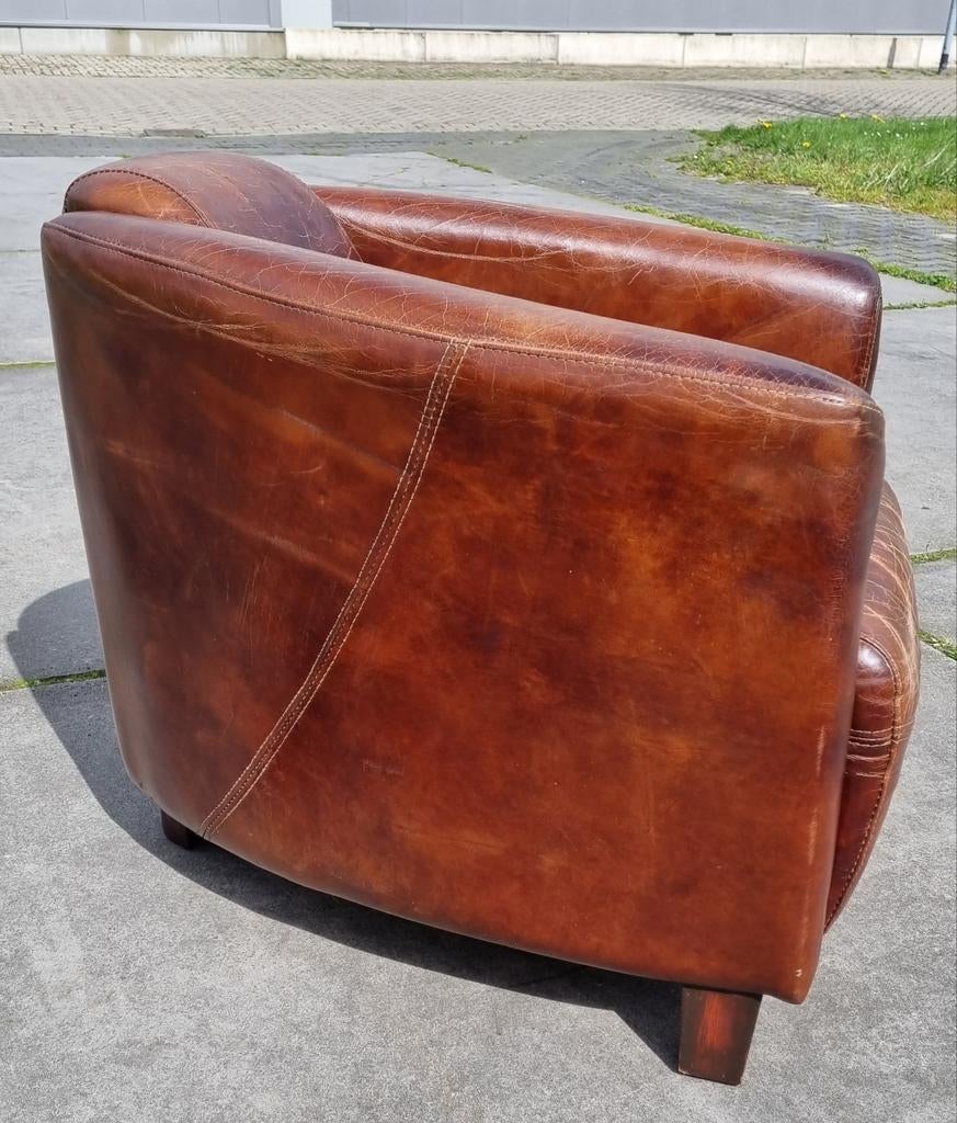Aviator fauteuil vintage leer + BEZORGING GRATIS, Huis en Inrichting, Gebruikt, Aviator, ., Ophalen of Verzenden