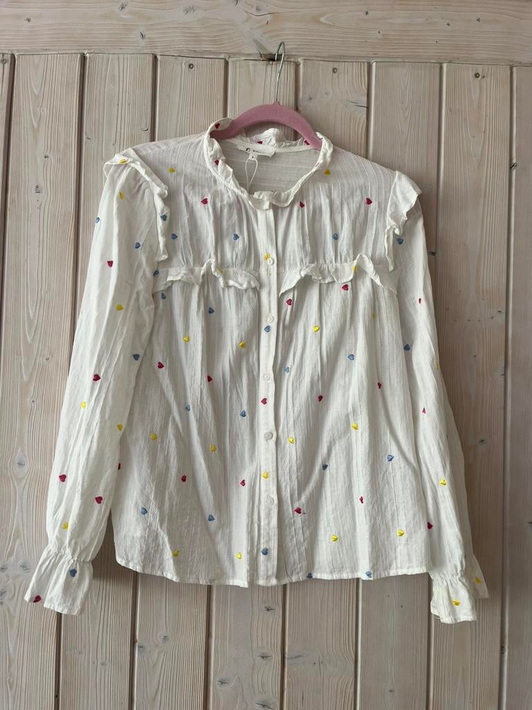 Blouse hartjes Kilky maat L, Ophalen of Verzenden, Zo goed als nieuw, Maat 38/40 (M), Wit