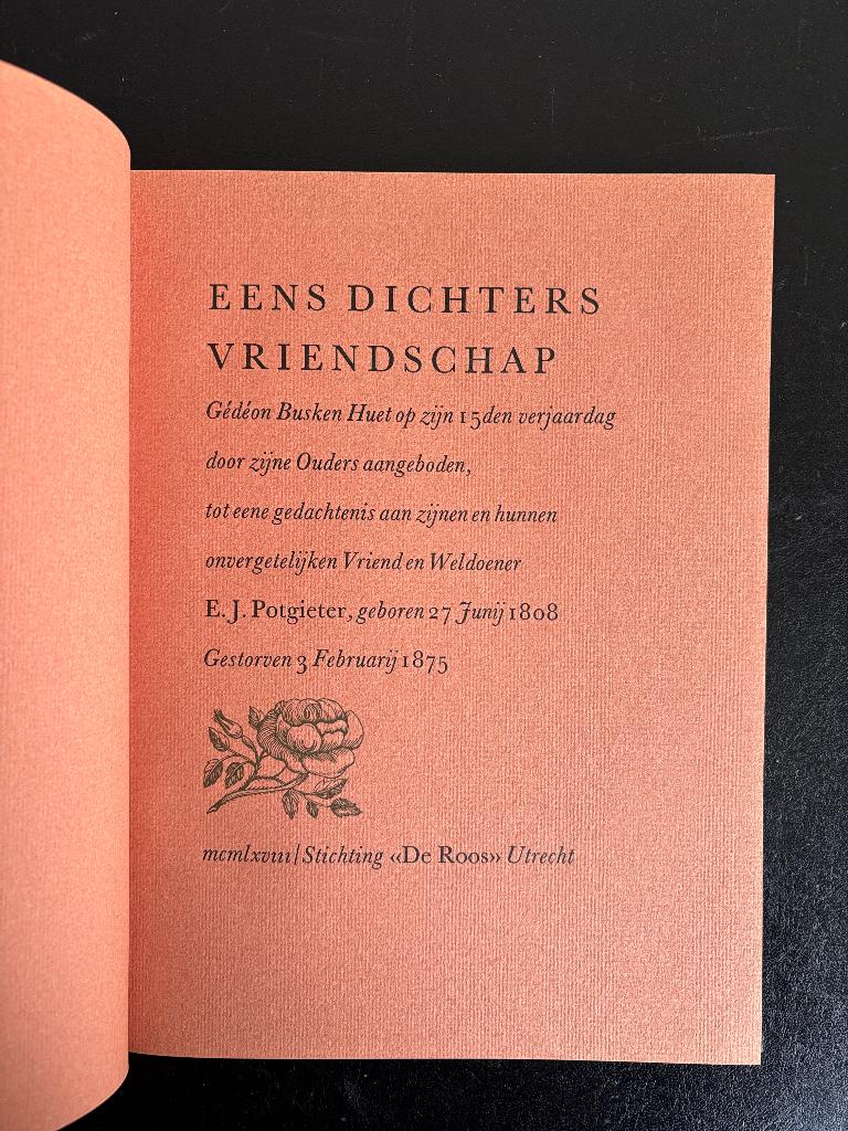 E.J. Potgieter - Eens Dichters Vriendschap - De Roos, 1968, Gelezen, Ophalen of Verzenden, Nederland, E.J. Potgieter