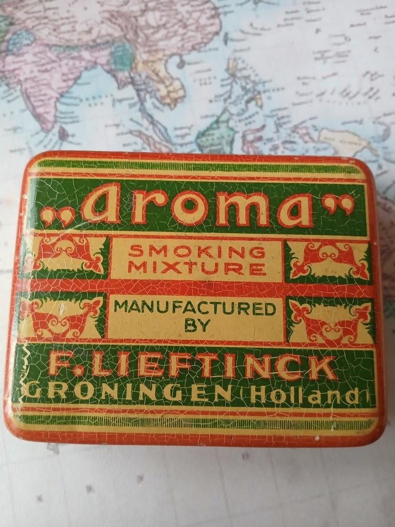 Vintage Lieftinck Aroma Tabak Blik, Verzamelen, Blikken, Ophalen of Verzenden, Gebruikt