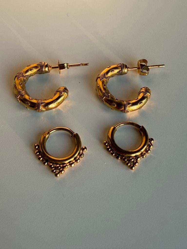 Goud Vergulde Sterling Zilveren Oorbellen Set, Nieuw, Ophalen of Verzenden, Knopjes of Stekers, Goud