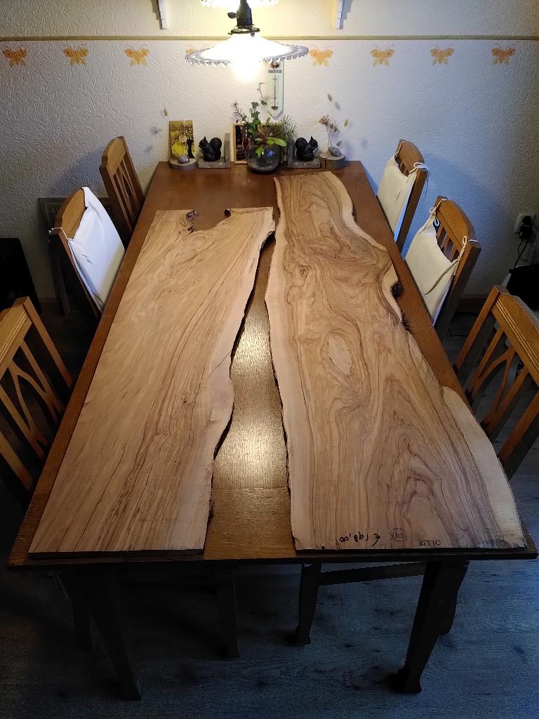 2x schaaldeel olijfhout met prachtige tekening, Doe-het-zelf en Verbouw, Hout en Planken, Minder dan 25 mm, Nieuw, Ophalen of Verzenden