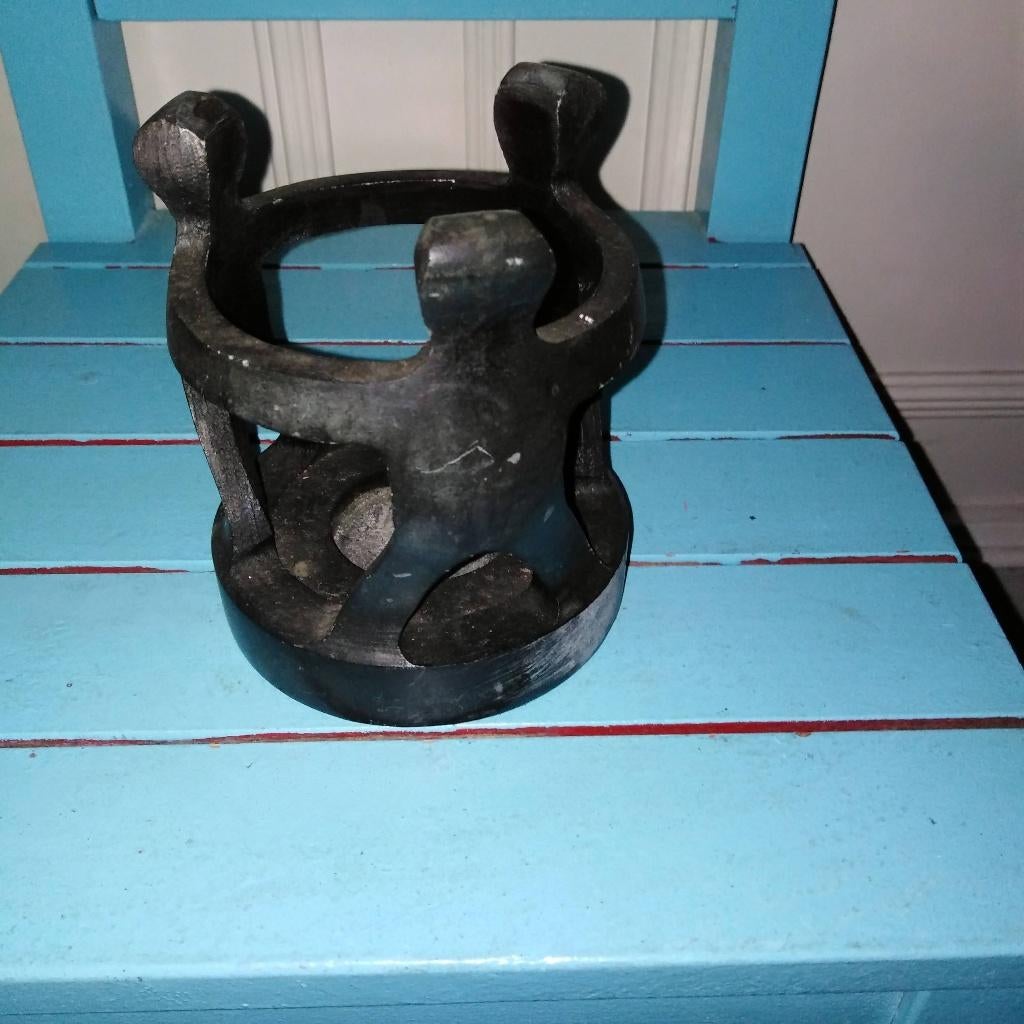 Vriendenkring kandelaar 3 personen zwart, Huis en Inrichting, Woonaccessoires | Kandelaars en Kaarsen, Gebruikt, Minder dan 25 cm