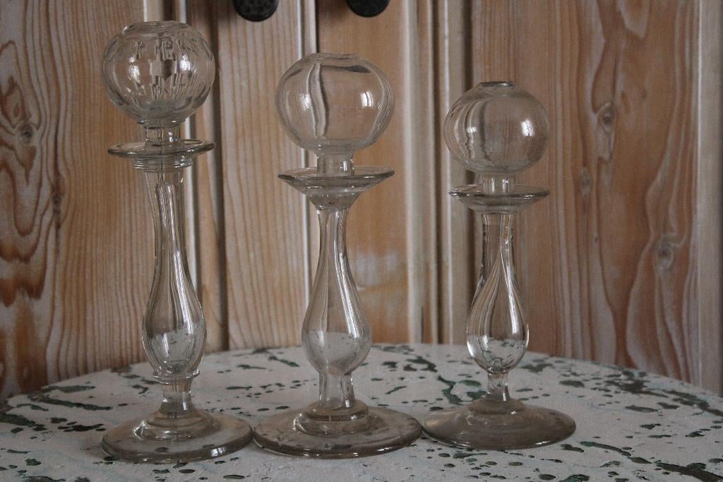 Antiek frans glas olielamp lampe dentelliere 18e eeuw, Ophalen of Verzenden