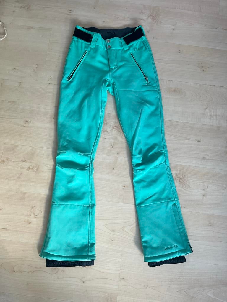 Protest softshell skibroek blauw/ groen/ turquoise, mt 34/XS, Ophalen of Verzenden, Zo goed als nieuw, Maat 34 (XS) of kleiner