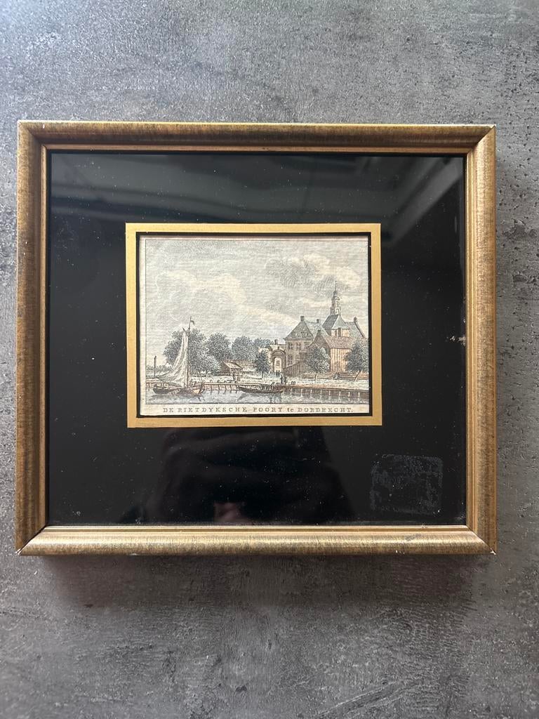 Antieke Dordrecht gravure – Rietdyksche Poort, Antiek en Kunst, Kunst | Schilderijen | Klassiek, Ophalen of Verzenden