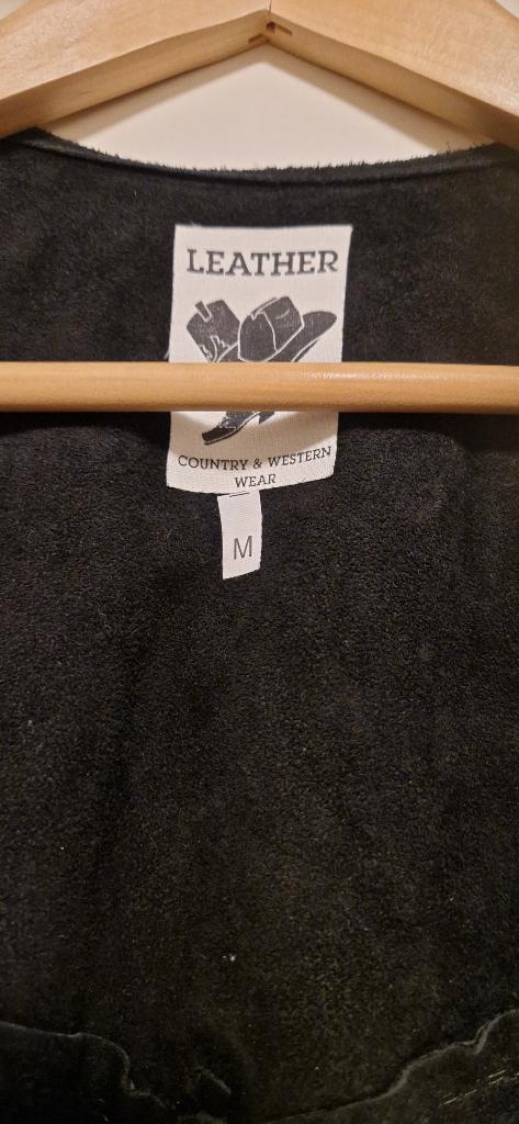 Suede-leren gilet in country-look, Ophalen of Verzenden, Nieuw, Maat 38/40 (M), Zwart