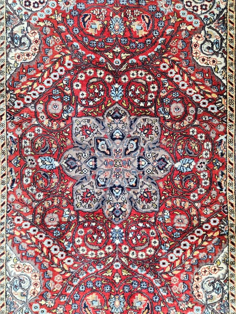 Handgeknoopt Perzisch wol Kashmir tapijt medallion 93x158cm, Onbekend, Zo goed als nieuw, Onbekend, 150 tot 200 cm