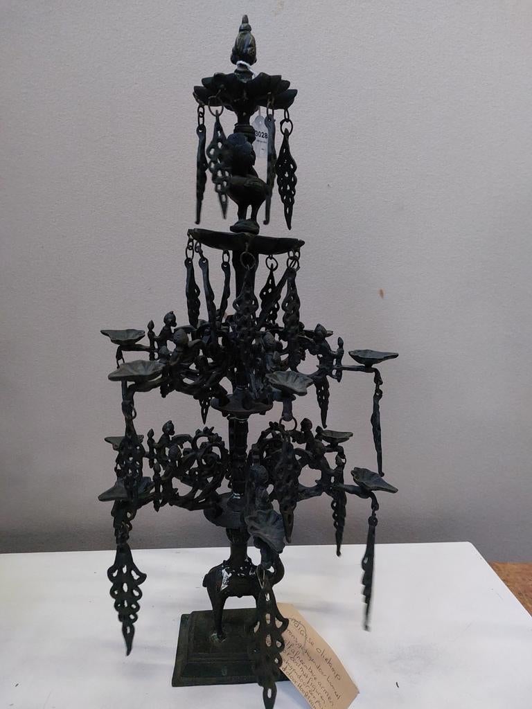 Indiase bronzen olielamp met kameel, Ophalen, Koper of Brons