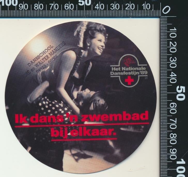 Sticker: Dansschool Jose en Walter Manders Dansfestijn 1989, Ophalen of Verzenden, Zo goed als nieuw, Bedrijf of Vereniging