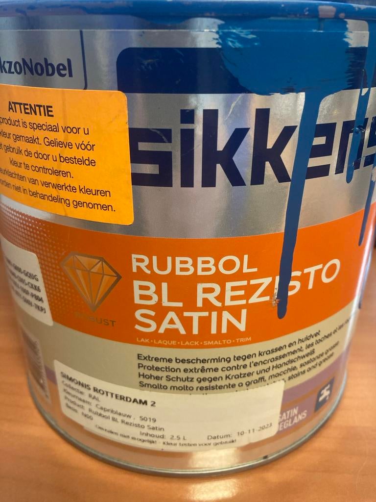 Sikkens Rubbol BL Rezisto Satin RAL 5019 - Capri Blauw, Ophalen, Nieuw