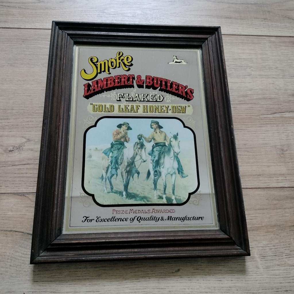 Vintage 1960 Smoke Lambert & Butler’s mirror Barspiegelbord, Ophalen of Verzenden, Rechthoekig, Minder dan 50 cm
