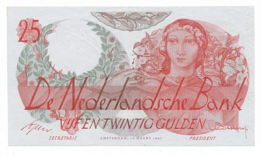 Nederland 25 guldenbiljet Flora 1947 Prachtig –, Postzegels en Munten, Bankbiljetten | Nederland, Ophalen of Verzenden, 25 gulden