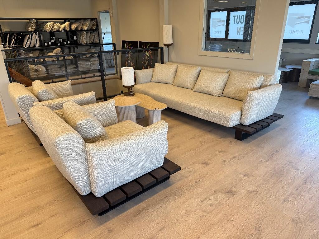 Loungebank Lora Sofaset met royale kussenset tuinset lounge, Tuin en Terras, Verzenden, Nieuw, Hout