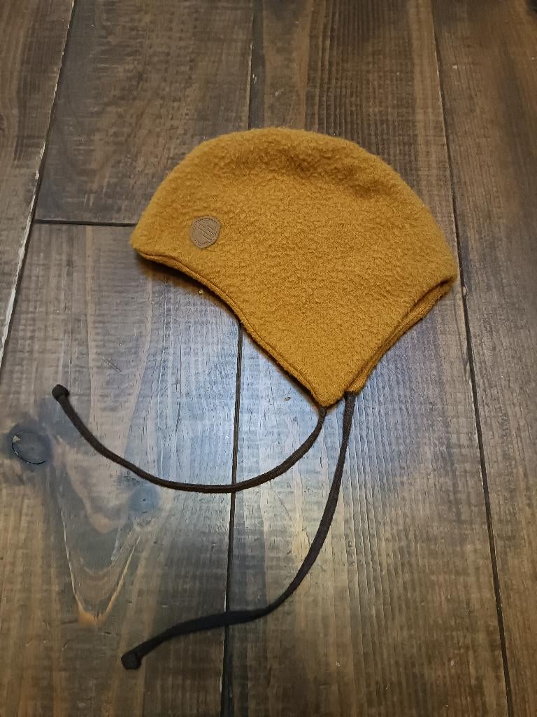 Wollen strik mutsje oker me 50-52, Maat 50, Gebruikt, Jongetje of Meisje, Ophalen of Verzenden