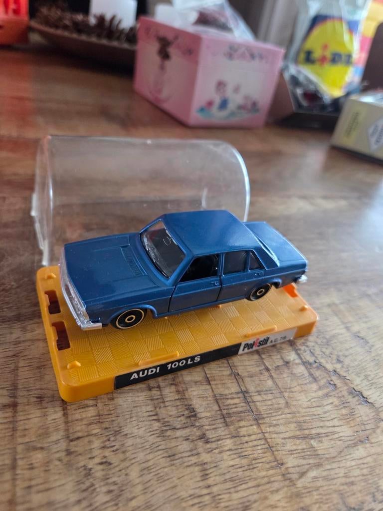 Audi 100 LS blauw Polistil blauw schaal 1:43, Overige merken, Auto, Verzenden, .